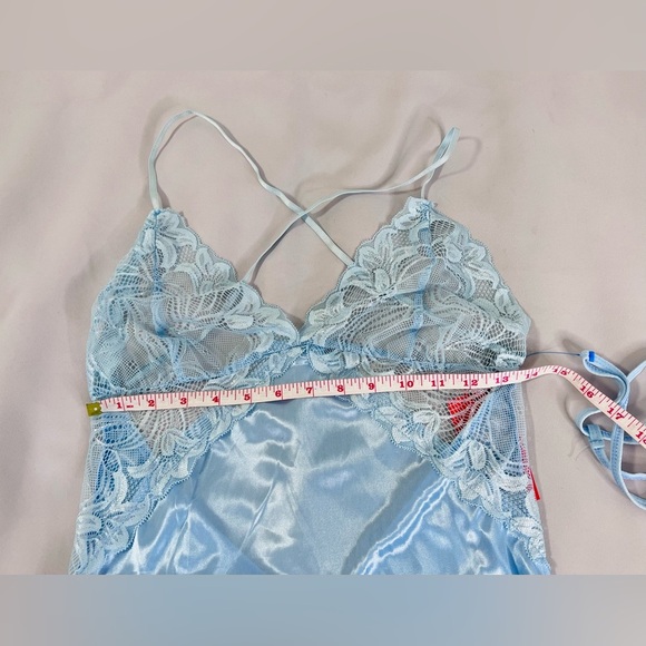 Women Sexy Lingerie  Lace Mini Dress Babydoll Nightdress Sleepwear Sz L‎ Blue - Picture 4 of 6